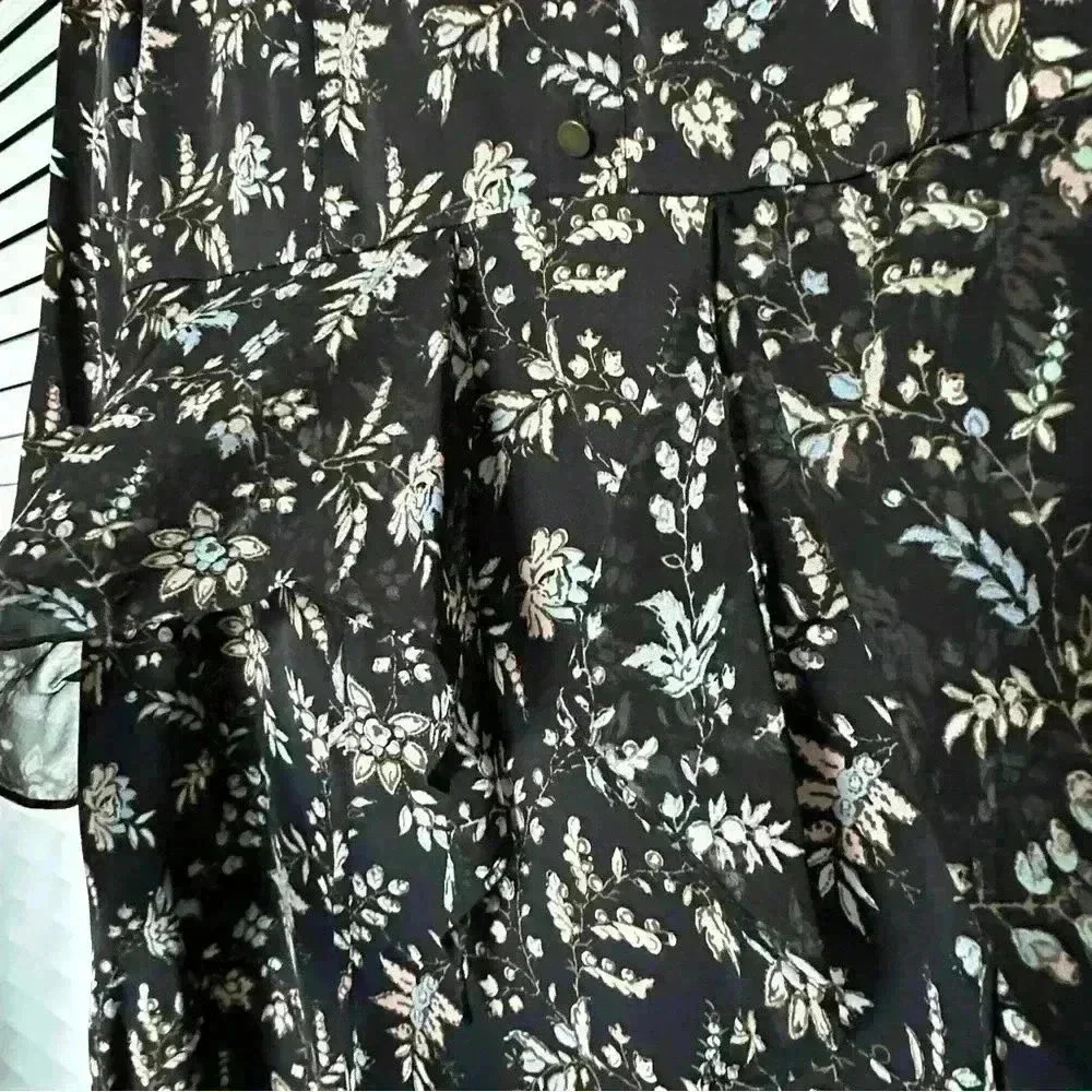 Veronica Beard Stella Silk Tie Waist Dress | Black Floral | SZ 6 - Picture 9 of 12